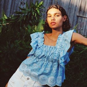 Zara openwork embroidered top